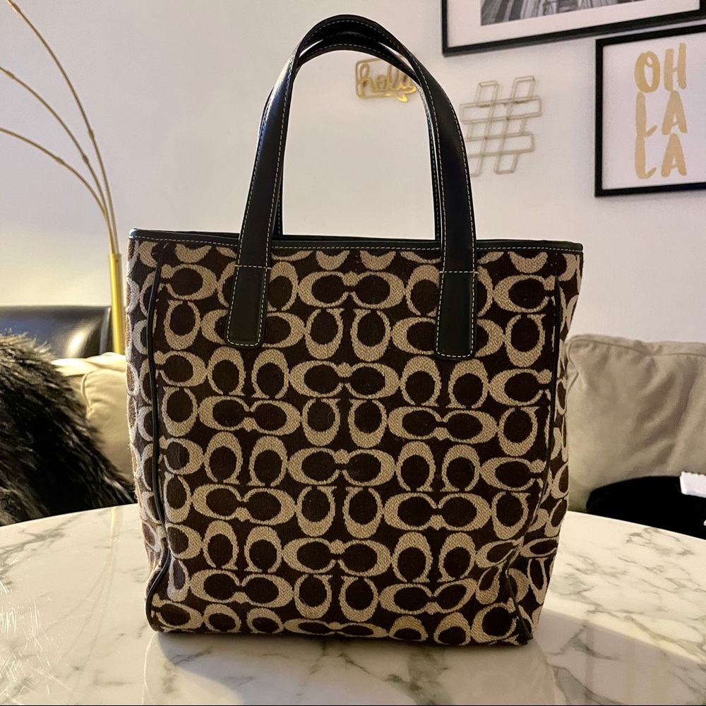 Coach Wool Signature Tote Handbag